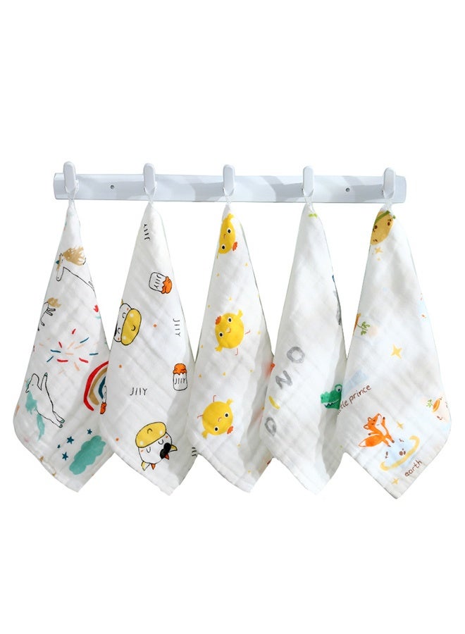 ٥ قطع مناشف وجه للأطفال من الموسلين، مقاس ٣٠×٣٠ سم، ٦ طبقات، مربعات موسلين ناعمة، ١٠٠٪ قطن، مناسبة لحديثي الولادة. - Image 1